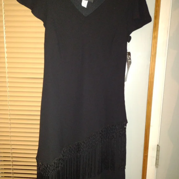 Ladies nwt really nice black dress with fringe size 8 p - Picture 3 of 5